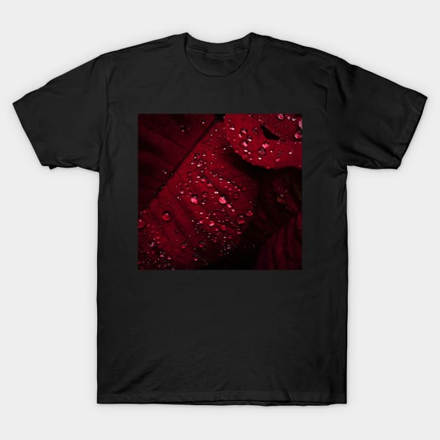 Red Leaf with Water Bubbles T-Shirt by Merch House